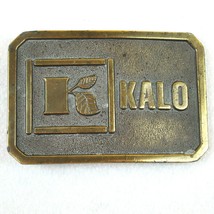 Vintage 1970s Kalo Labs Belt Buckle Brass tone Metal Farm Seed Lewis Corp USA - £15.92 GBP