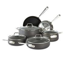 All-Clad HA1 Hard Anodized Nonstick Cookware, 10 PC Set Oven Safe 500F- Lid - $329.99