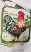 3pc Kitchen Set: 1 Pot Holder, 1 Towel &amp; 1 Oven Mitt, Red Headed Rooster, Am - £10.27 GBP