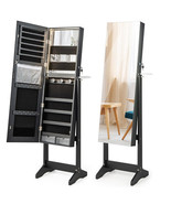 Freestanding Jewelry Cabinet with Full Length HD Mirror-Black - Color: B... - $238.65 CAD