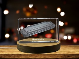 LED Base included | Harmonica 3D Engraved Crystal 3D Engraved Crystal Keepsake - £31.97 GBP+