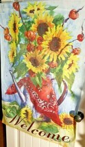 NEW LG EVERGREEN DOUBLE SIDED  WELCOME FLAG BANDANA SUNFLOWERS 29 X 45 - $16.82