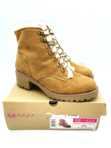 Sugar Quizzer Plush-Lined Combat Boots- Cognac Oiled Fabric Suede, US 9M *used* - £14.64 GBP