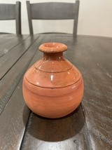 Vintage Jamestown Pottery Brown Clay Bud Base 3” Glazed Brown Stoneware - $16.82
