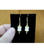 s819-1) Shark fish Modern Vertebrae gold tone dangle Earrings pair JEWEL... - $19.22 CAD