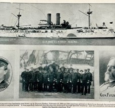 1900 US Battleship Maine Spanish American War Historical Antique Print M... - £31.96 GBP