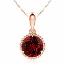 ANGARA Lab-Grown Rope-Framed Claw-Set Ruby Pendant in 14K Gold (9mm,3.75 Ct) - £1,258.44 GBP