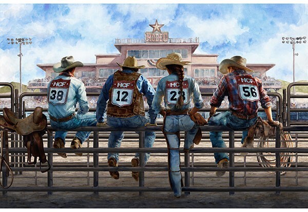 28&quot; X 43.5&quot; Panel Rodeo Dreams Good Ride Cowboys Cowgirls Cotton Fabric ... - $12.41