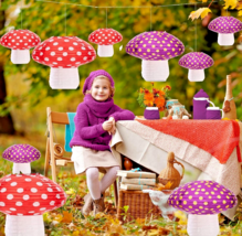 6 Pcs. Red Purple Mushroom Paper Lantern Party Decor Large 3D Mushroom Hanging image 6