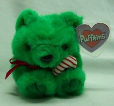 Puffkins HOLIDAY GREEN JINGLES THE TEDDY BEAR 4&quot; Plush STUFFED ANIMAL 19... - $14.85