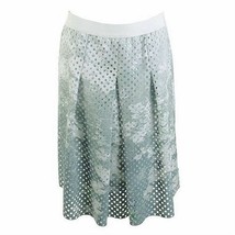 ELIE TAHARI Size 10 Mirella Perforated Scuba Pleated Green Midi Skirt - £24.66 GBP