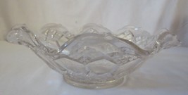 Vintage Large Daisy and diamond glass Ruffled Edge Bowl - $35.00