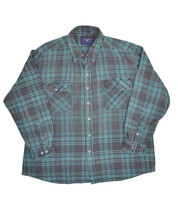 Vintage Coleman Outdoors Flannel Shirt Mens XL Plaid Green Black Heavyweight - £19.02 GBP