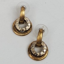 Vintage Casual Career 1&quot; Dangle Drop Beaded Earrings Push Gold Tone - $16.83