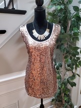 Cato Womens Rose Gold Sequin Front Scoop Neck Sleeveless Tank Top Blouse 22/24W - £22.50 GBP