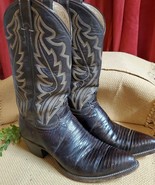 Justin Cowboy Boots Mens 9.5  D Chocolate Brown Iguana Lizard Western St... - £47.89 GBP