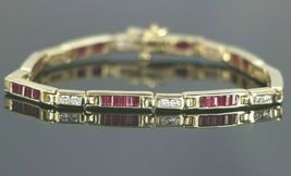12.90Ct Baguette Cut Ruby 14K Yellow Gold Over Bracelet For Thanks giving Gift - £127.04 GBP