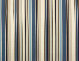 Sunbrella Sybil Lake Blue Beige Stripe Outdoor Indoor Woven Fabric By Yard 54&quot;W - £15.84 GBP