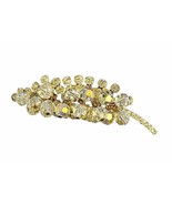 Juliana D &amp; E Crystal &amp; Aurora Borealis Dangling Beaded Gold Leaf Brooch... - £32.91 GBP