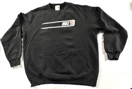 Vintage Nike Black Swoosh Crew Neck Graphic Print Sweatshirt Made in USA Large - £51.43 GBP