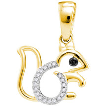10k Yellow Gold Womens Round Diamond Squirrel Fashion Pendant 1/20 Cttw - £95.12 GBP