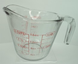 Vintage Anchor Hocking - 2 cup - 16 oz - 500 ml - Glass Measuring Cup Red - £11.38 GBP