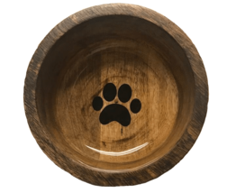 Round Wooden Paw-Designed Pet Bowl - £21.79 GBP+