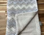 Petit Monde Chevron Blue Gray White Fleece Sherpa Baby Blanket 28”x36.5” - $21.84