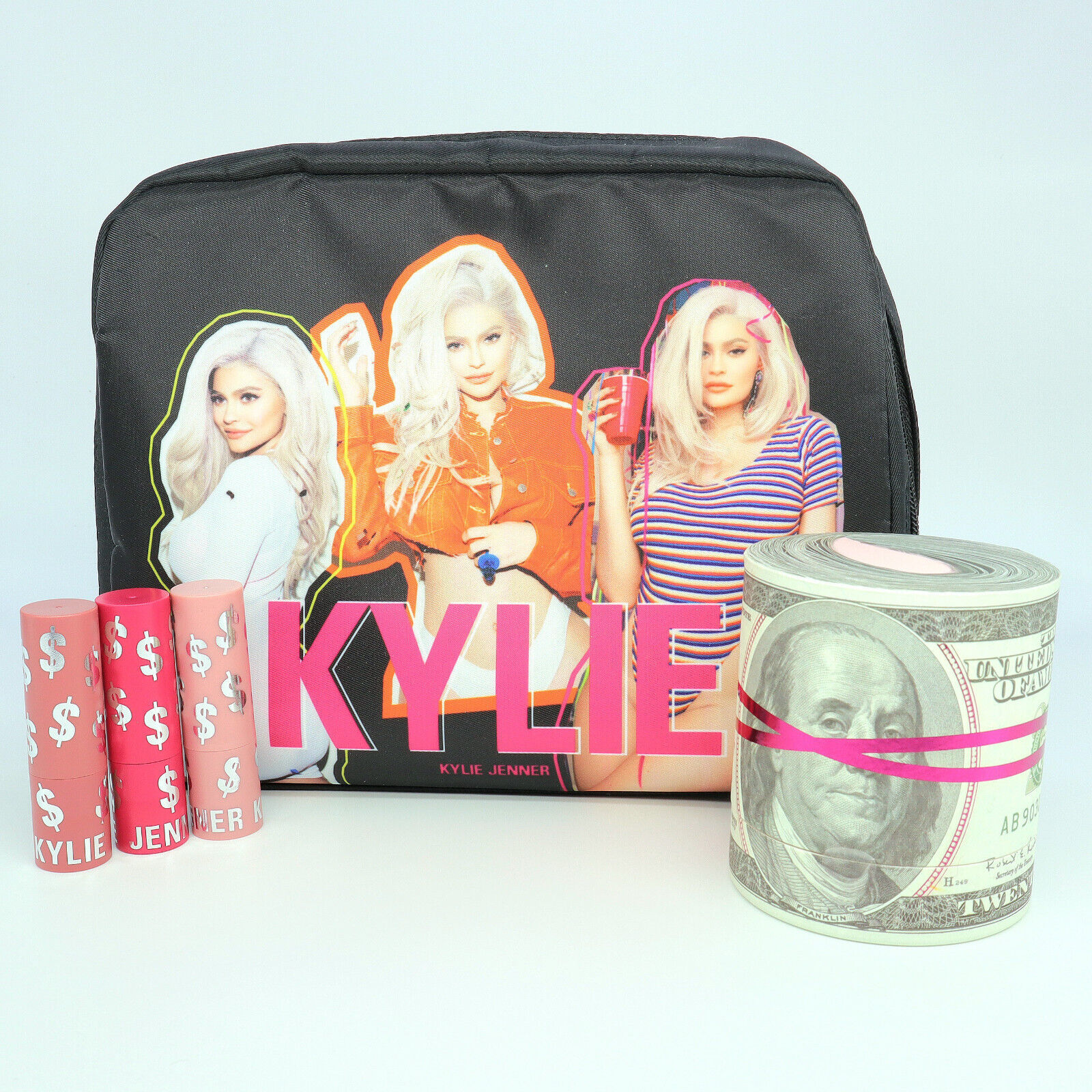 Kylie Cosmetics Money Roll Matte Lipstick 22nd Birthday Set and Kylie Makeup Bag - $98.97