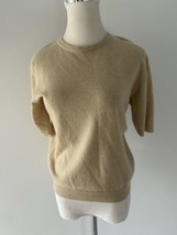 Sutton Studio 100%Cashmere Sweater  Short Sleeve Beige Lightweight  ~ Me... - $57.42