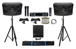 Dj Package W/ (2) 12&quot; 1600W Speakers+Sub+Bluetooth Amplifier+Stands+Cabl... - £918.36 GBP
