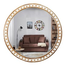 26&quot; Round Mirror with Beads Decor Boho Circle Mirror for Wall Decor, Rustic Acce - £127.72 GBP