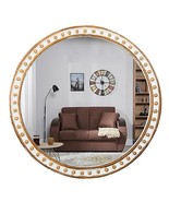 26&quot; Round Mirror with Beads Decor Boho Circle Mirror for Wall Decor, Rus... - £124.95 GBP
