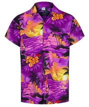 HAWAIIAN Shirt Mens Coconut Tree Print Beach Vacation Aloha Party - £8.20 GBP+