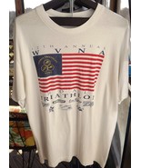Vintage Radio Station Flag Race Running T-shirt 1996 WVNA Muscle Shoals ... - £18.99 GBP