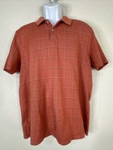 Van Heusen Coral Check Polo Shirt Short Sleeve Mens Large - $11.14