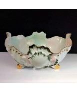 Antique Limoges Lg. Porcelain Hand Painted Gold Gilt Ruffled Edge Footed... - $112.27