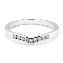 1.5MM Coupe Ronde Channel-Ensemble Diamant Courbé Anneau de Mariage 14K Or Sur - £153.82 GBP