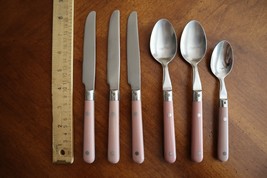 Vtg Lot 6x Life Time Stainless Flatware Rose / Pink Dinner Knife Spoon K... - $19.99
