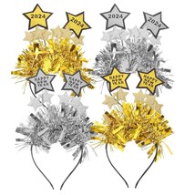 4Pcs 2024 Happy New Year Headband New Year Eve Headwear with Star Boppers 2024 N - £23.15 GBP