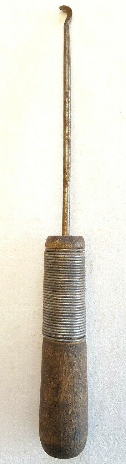 Vtg Hook Knife Tool-Carpenters Wood/Leather Work-7.25&quot; long-Wood Handle-... - $16.82