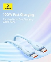 Baseus 100W USB Type C Cable for Mobile And Laptop Fast Charging Wire USB-C Soft - £8.33 GBP