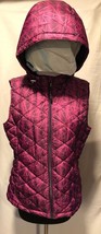 Tek Gear Puffer Vest Womens L Large Full Zip Hooded Pockets Lined Pink B... - £15.95 GBP