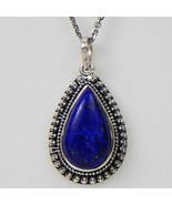 925 Sterling Silver Lapis Lazuli Handmade Necklace 18&quot; Chain Festive Gif... - £30.56 GBP