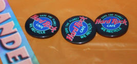 Vintage 3 Piece Hard Rock Cafe Save The Planet We Recycle Pin Buttons - $19.79