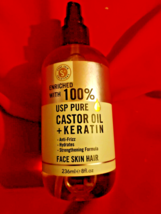 Pure Castor Oil + Keratin Oil For Face Skin &amp; Hair Anti Frizz, Hydrates - £25.11 GBP