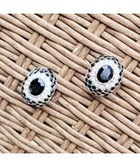 CARRE Blach &amp; White Rhinestone Vintage Clip On Earrings - $34.17 CAD