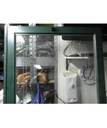 LOCAL PICKUP Larson Glass Door Silver Handle Green Trim Body Smoked Etch... - €159,13 EUR