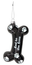Ornament Epic Products Bad to The Bone Glass Bone Shaped Black White Spots Boxed - £17.39 GBP