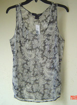 New French Connection Black White Sequin Tank Blouse Size 8 $98 - $52.49